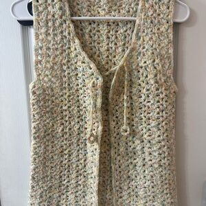 Handcrafted Crochet Vest in Cream and Yellow